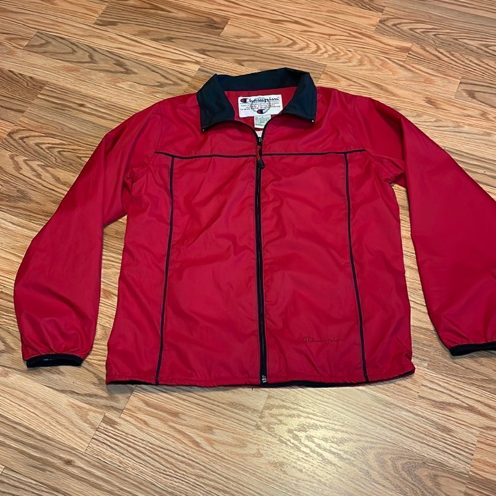 Champion Vintage Track Jacket, Red & Black windbreaker,  Adult Small
